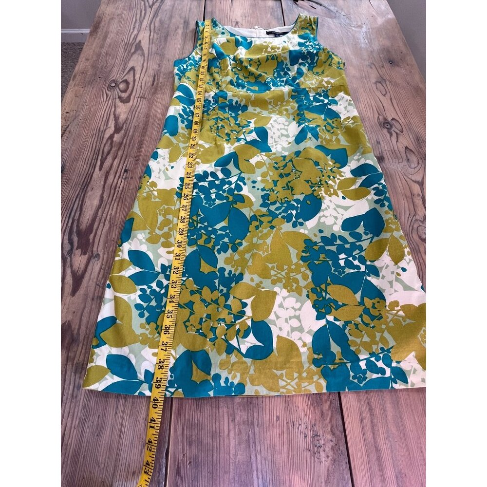 Y2K Chadwicks Shift Dress Womens 14 Green Floral Sleeveless Lined - Picture 6 of 7
